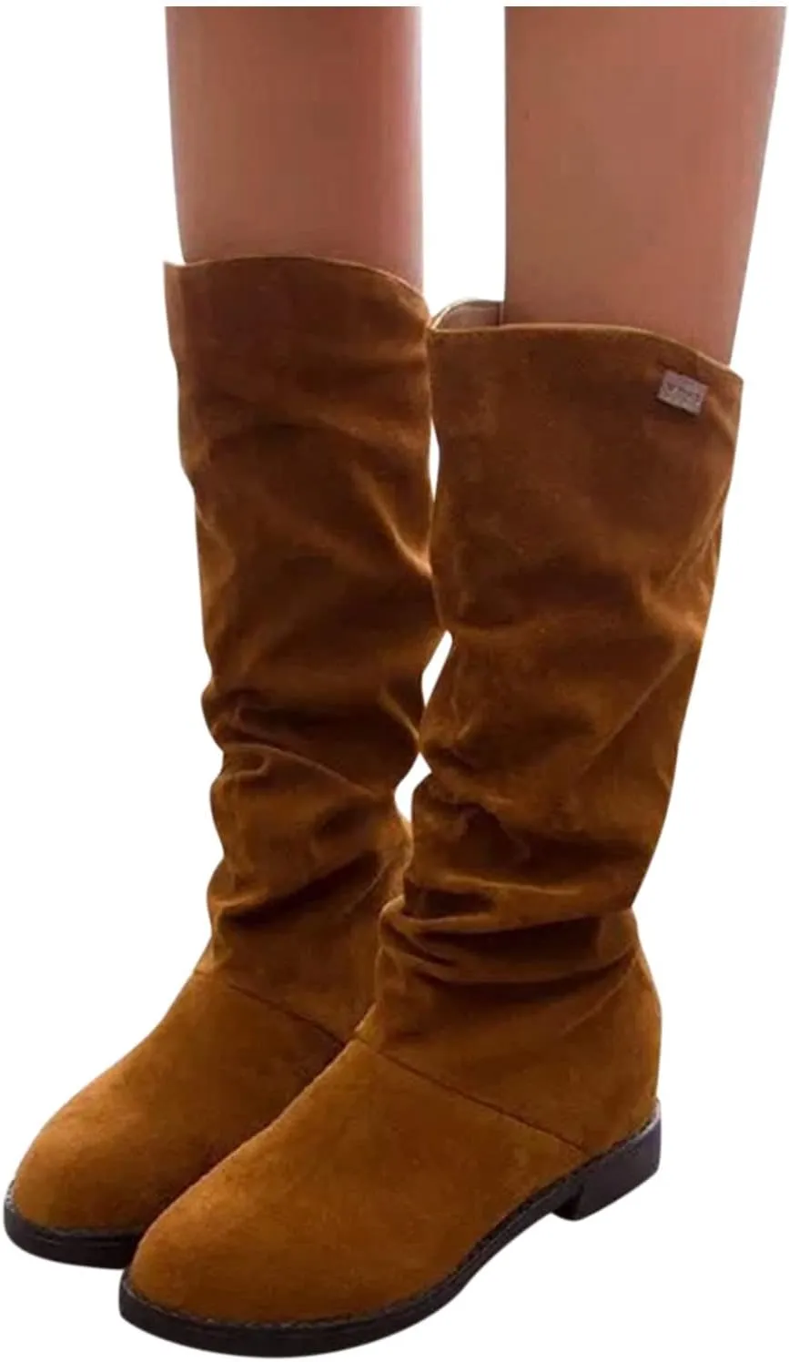 Ankle Boots For Women Suede Flats Thigh High Boots Pull On Knee High Boots Mid Calf Fall Winter Warm Boots