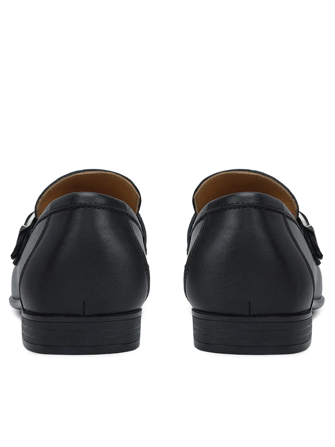 Black Leather Loafers With Buckle
