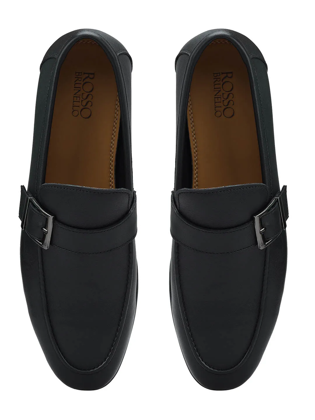 Black Leather Loafers With Buckle