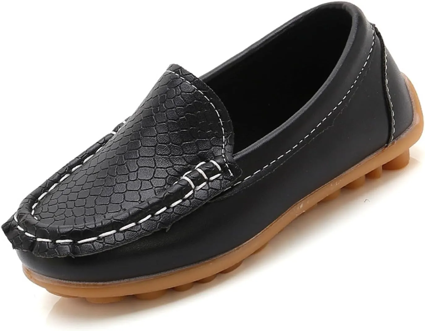 Boys Girls Leather Loafers Slip-On Texture Flat𝘀 Boat Dress Soft Sole 𝗠occasins School Toddler Girls Shoes Size 9