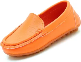 Boys Girls Leather Loafers Slip-On Texture Flat𝘀 Boat Dress Soft Sole 𝗠occasins School Toddler Girls Shoes Size 9