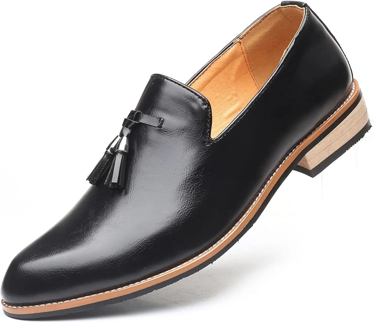 Hbeylia Business Dress Shoes For Men Classic Fashion Tassel Fringe Gradient Design Leather Pointed Toe Tuxedo Oxford Wingtip Dress Shoes For Men Office Work Wedding Party
