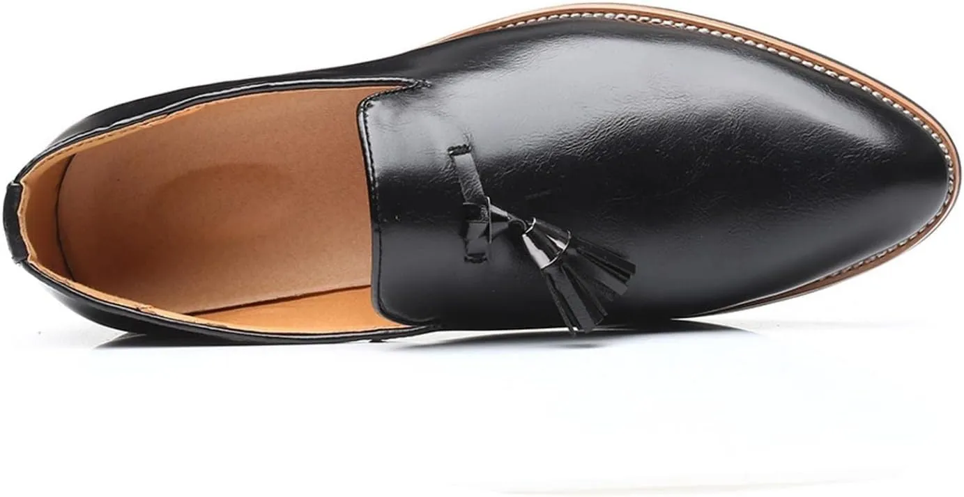 Hbeylia Business Dress Shoes For Men Classic Fashion Tassel Fringe Gradient Design Leather Pointed Toe Tuxedo Oxford Wingtip Dress Shoes For Men Office Work Wedding Party