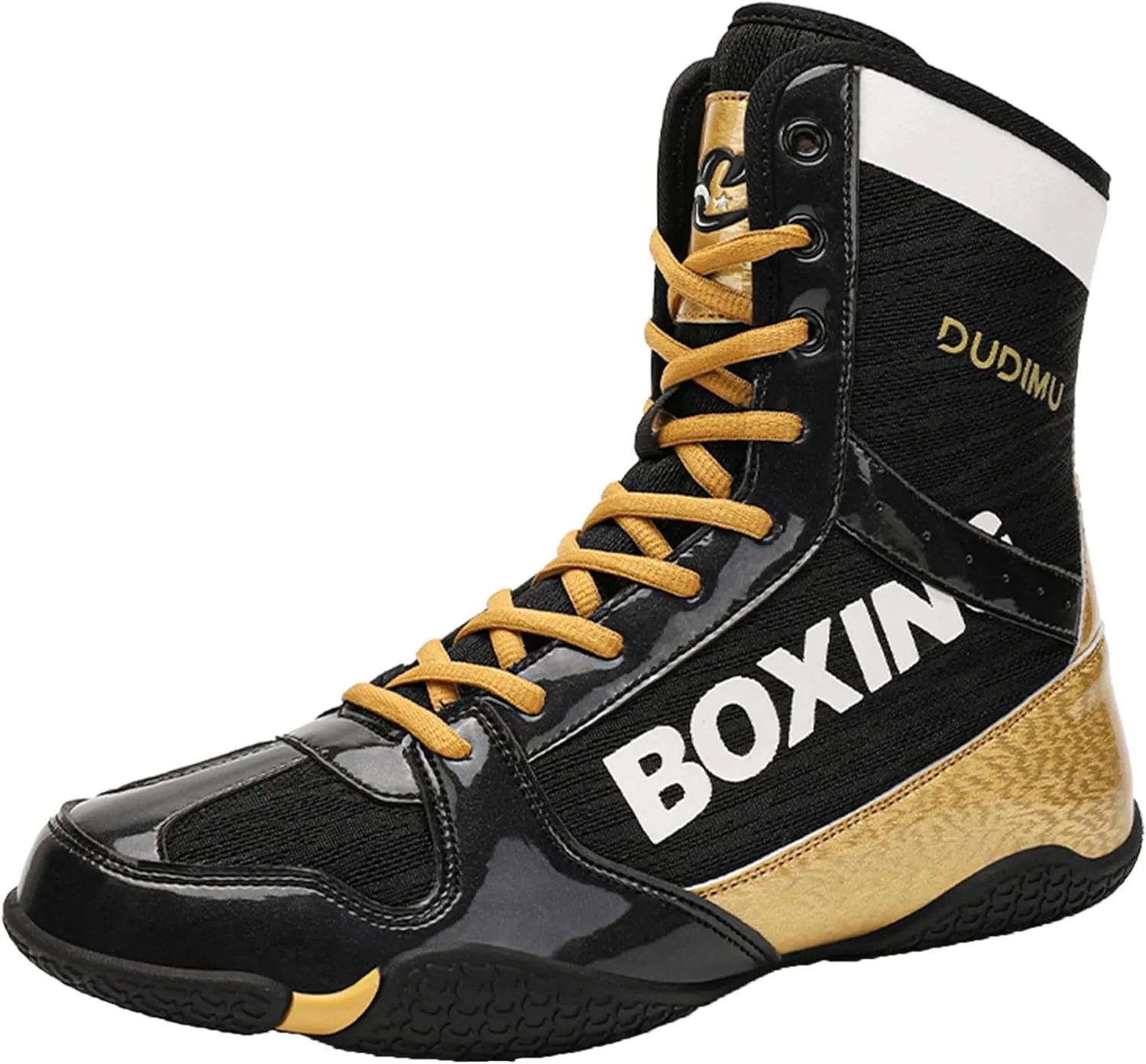 High Top Boxing Boots, Rubber Sole Wrestling Shoes Unisex Kickboxing Sparring Boxers Trainers Breathable Bodybuilding Boots