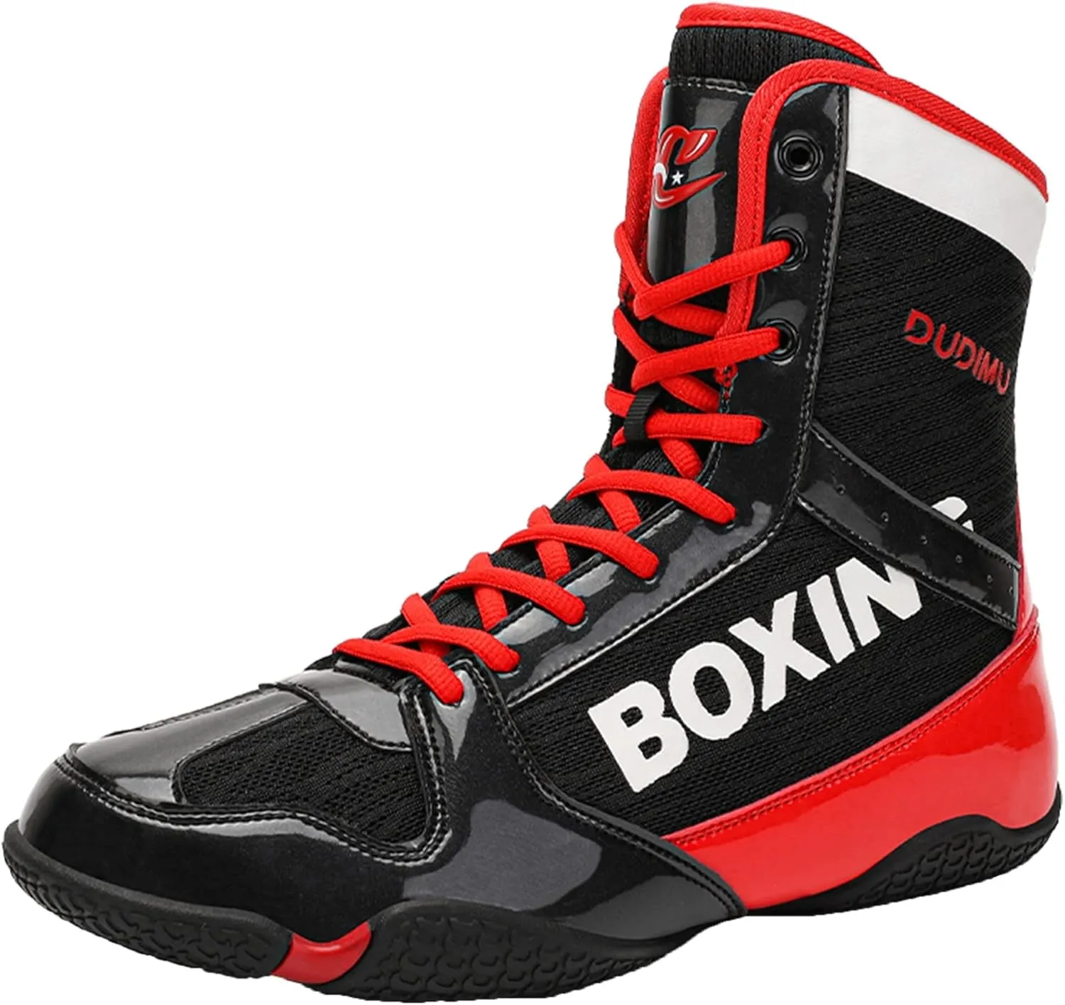 High Top Boxing Boots, Rubber Sole Wrestling Shoes Unisex Kickboxing Sparring Boxers Trainers Breathable Bodybuilding Boots
