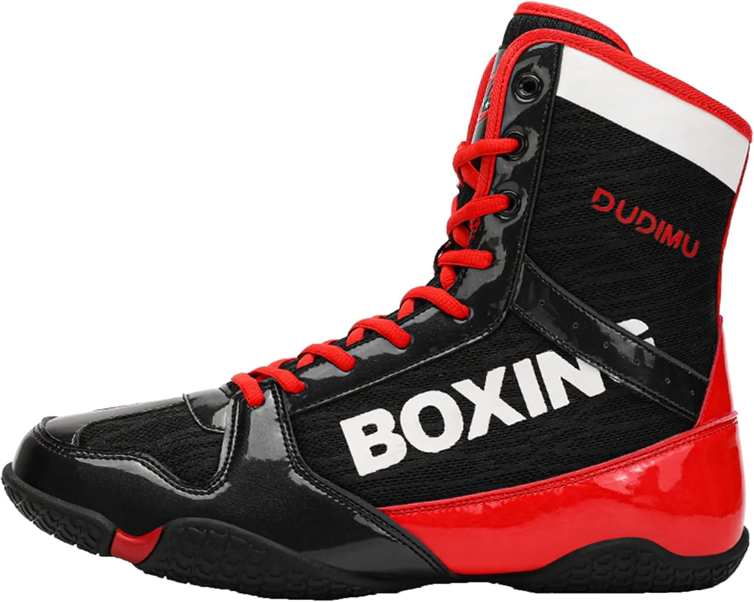 High Top Boxing Boots, Rubber Sole Wrestling Shoes Unisex Kickboxing Sparring Boxers Trainers Breathable Bodybuilding Boots