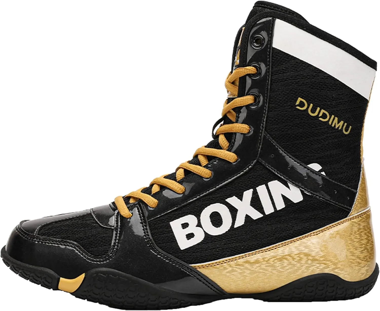 High Top Boxing Boots, Rubber Sole Wrestling Shoes Unisex Kickboxing Sparring Boxers Trainers Breathable Bodybuilding Boots