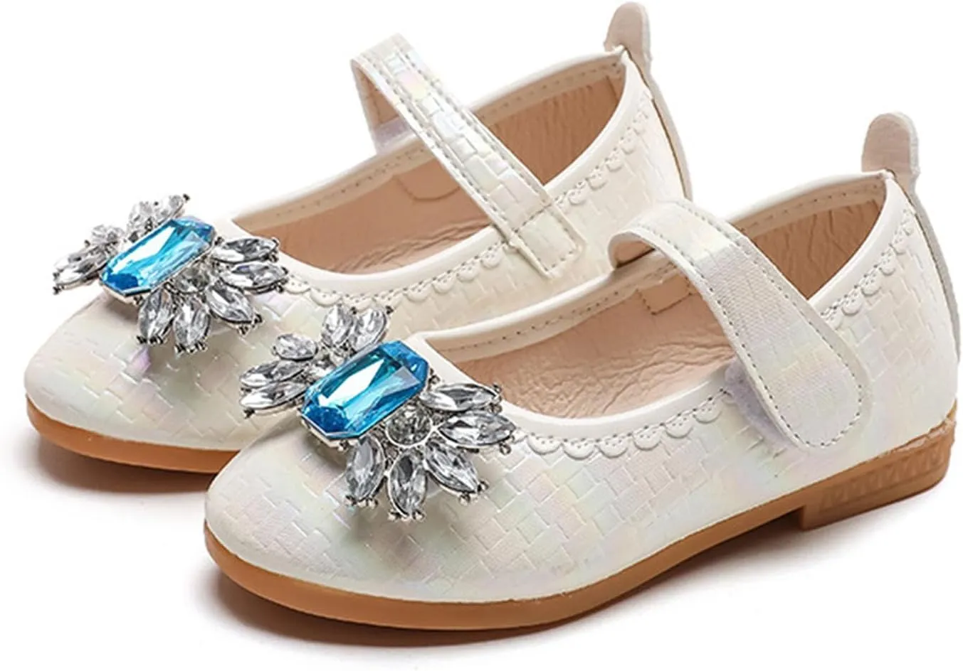 IWIHMIV Girls Dress Shoes Lightweight Non Slip Comfortable Flat Bottom Mary Jane Wedding Party Princess Shoes for Little