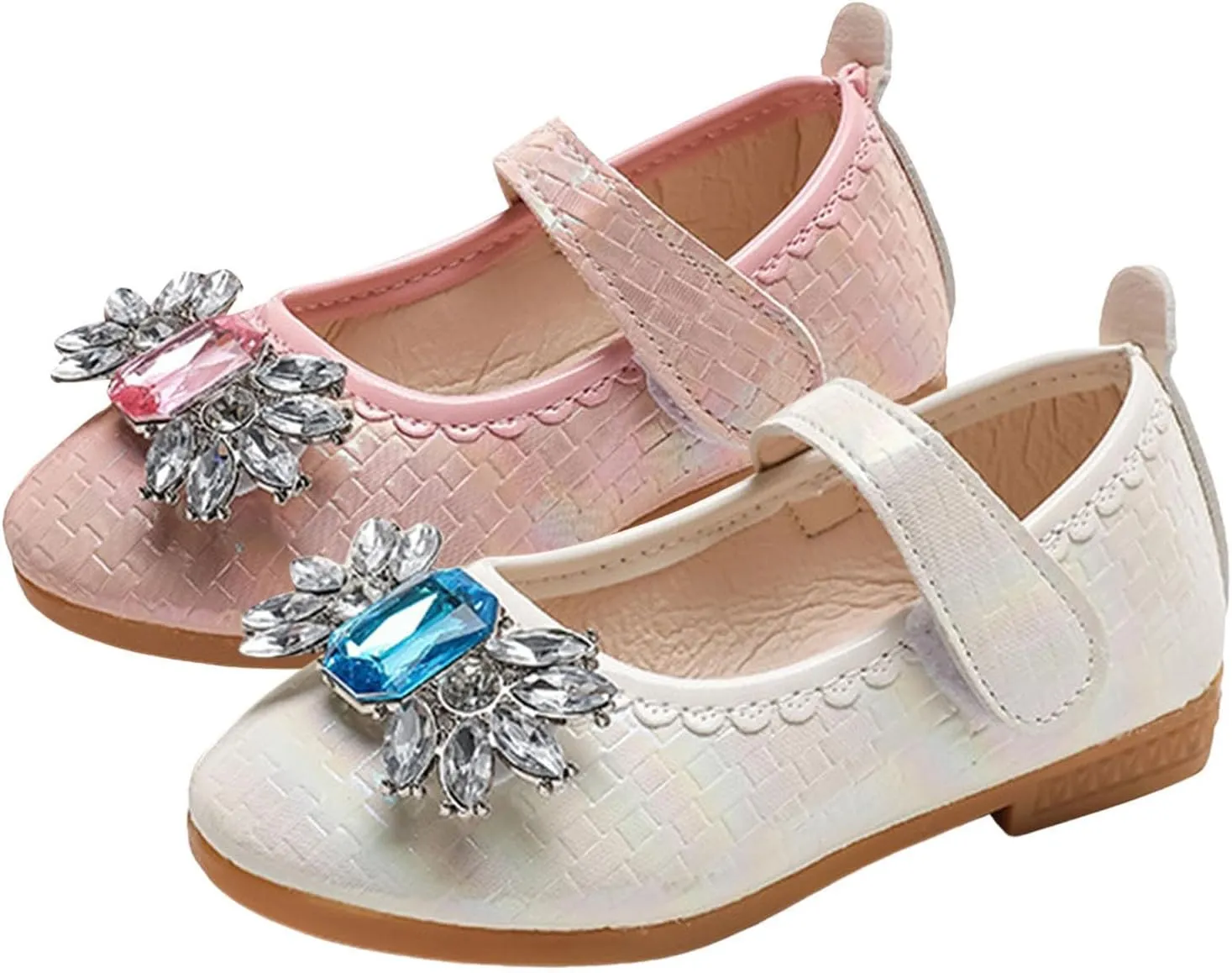 IWIHMIV Girls Dress Shoes Lightweight Non Slip Comfortable Flat Bottom Mary Jane Wedding Party Princess Shoes for Little