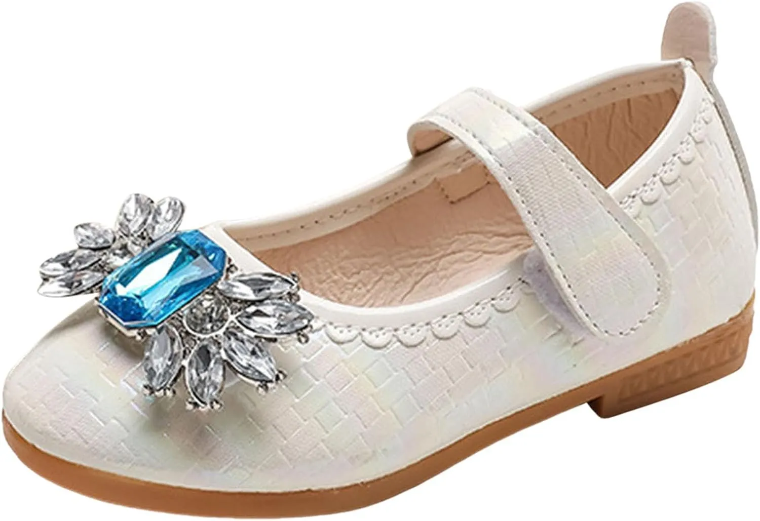 IWIHMIV Girls Dress Shoes Lightweight Non Slip Comfortable Flat Bottom Mary Jane Wedding Party Princess Shoes for Little