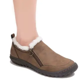 JSPORT Women's Elenor Memory Foam Faux Shearling Shoes Black /BRWON