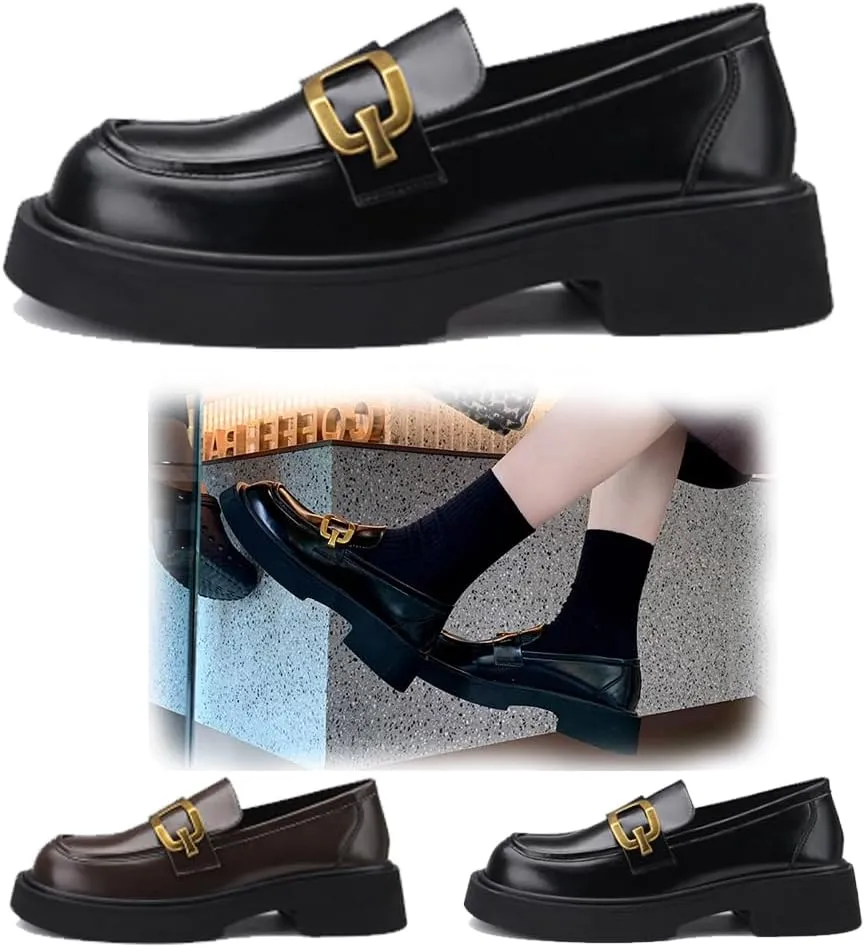 Loafers for Women Platform Chunky Heel Slip On Loafers Business Office Casual Dressy Loafer Shoes, Comfortable Womens Shoes