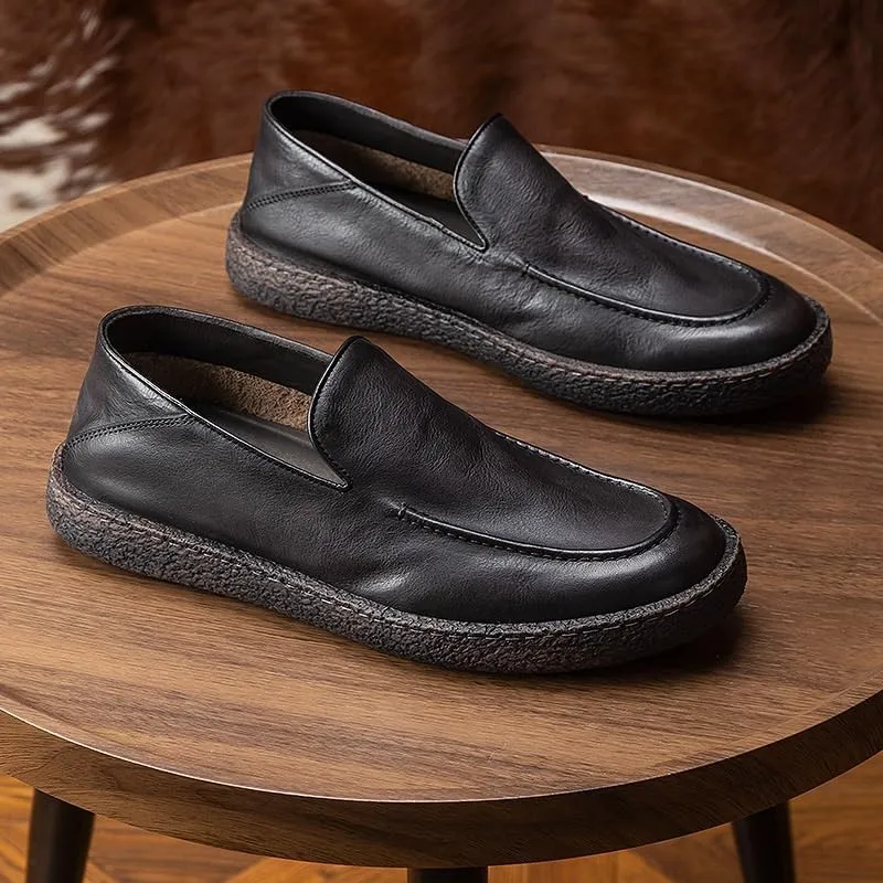 Mens Leather Casual Slip On Loafer Shoe Slip Resistant Work Shoes for Men Leather Non Slip Chef Shoes Men's Loafers & Slip-ons