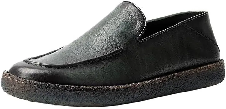 Mens Leather Casual Slip On Loafer Shoe Slip Resistant Work Shoes for Men Leather Non Slip Chef Shoes Men's Loafers & Slip-ons