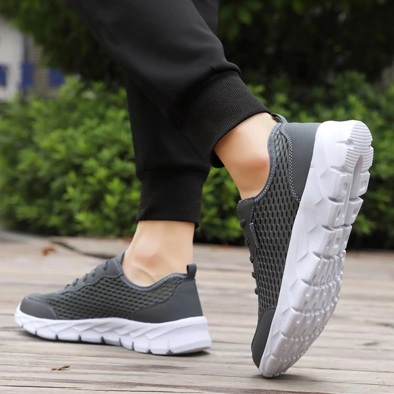 Mens Loafers & Slip-Ons Men Lightweight Breathable Mesh Shoes Running Shoes Mesh Shoes Lace Up Large Size Casual
