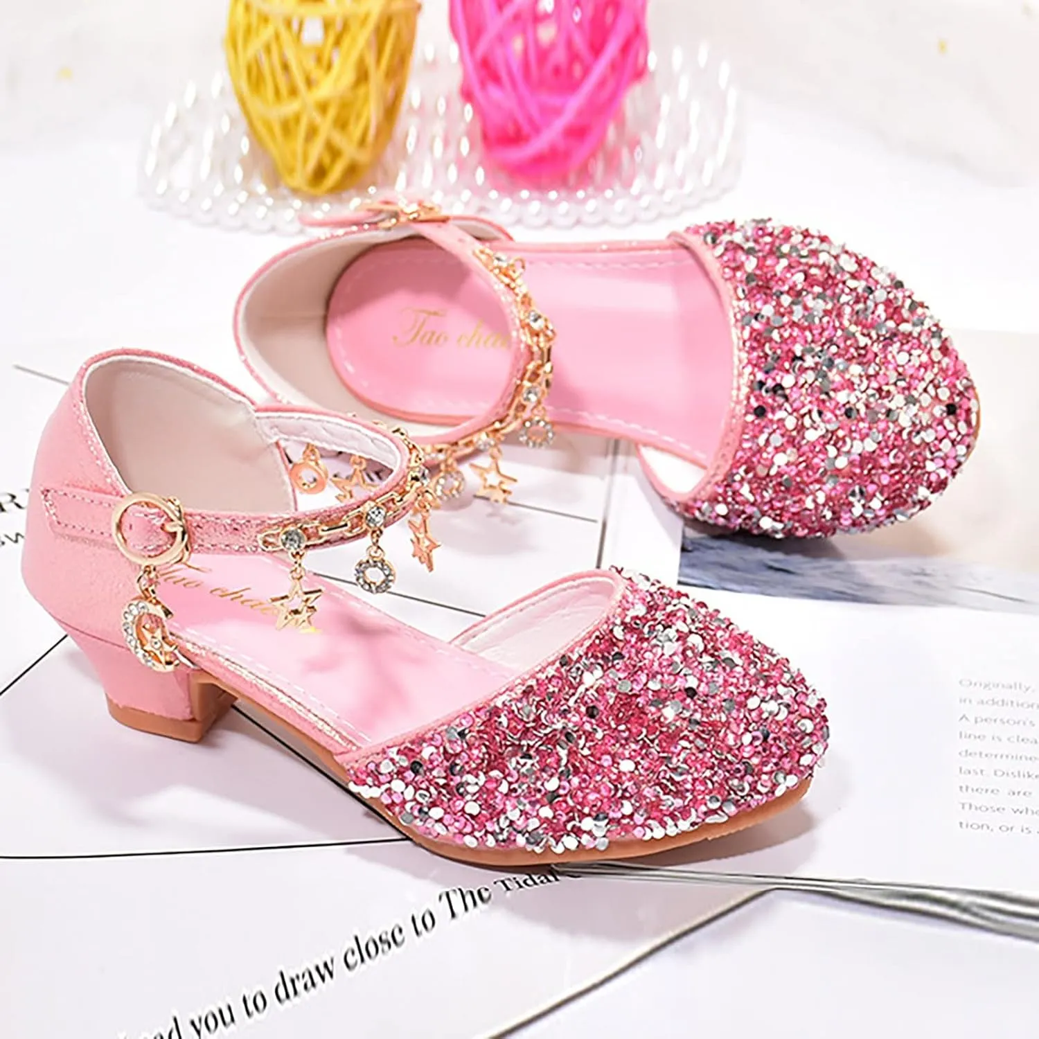 Shoes Girls Low Heel Dress Shoes Sparkle Mary Jane Flower Girls Wedding Birthday Party Dress Shoes for Little Girls