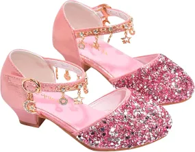 Shoes Girls Low Heel Dress Shoes Sparkle Mary Jane Flower Girls Wedding Birthday Party Dress Shoes for Little Girls