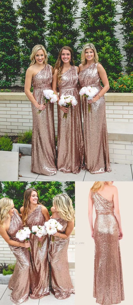 Sparkly Champaghe Gold Cheap Mismatched Sequin New Bridesmaid Dresses, PD0370