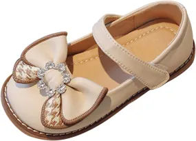 Toddler Flower Girl Dress Shoes Rhinstones Bow Mary Jane Ballet Flats for Wedding Party School Baby Girl Dress Shoes