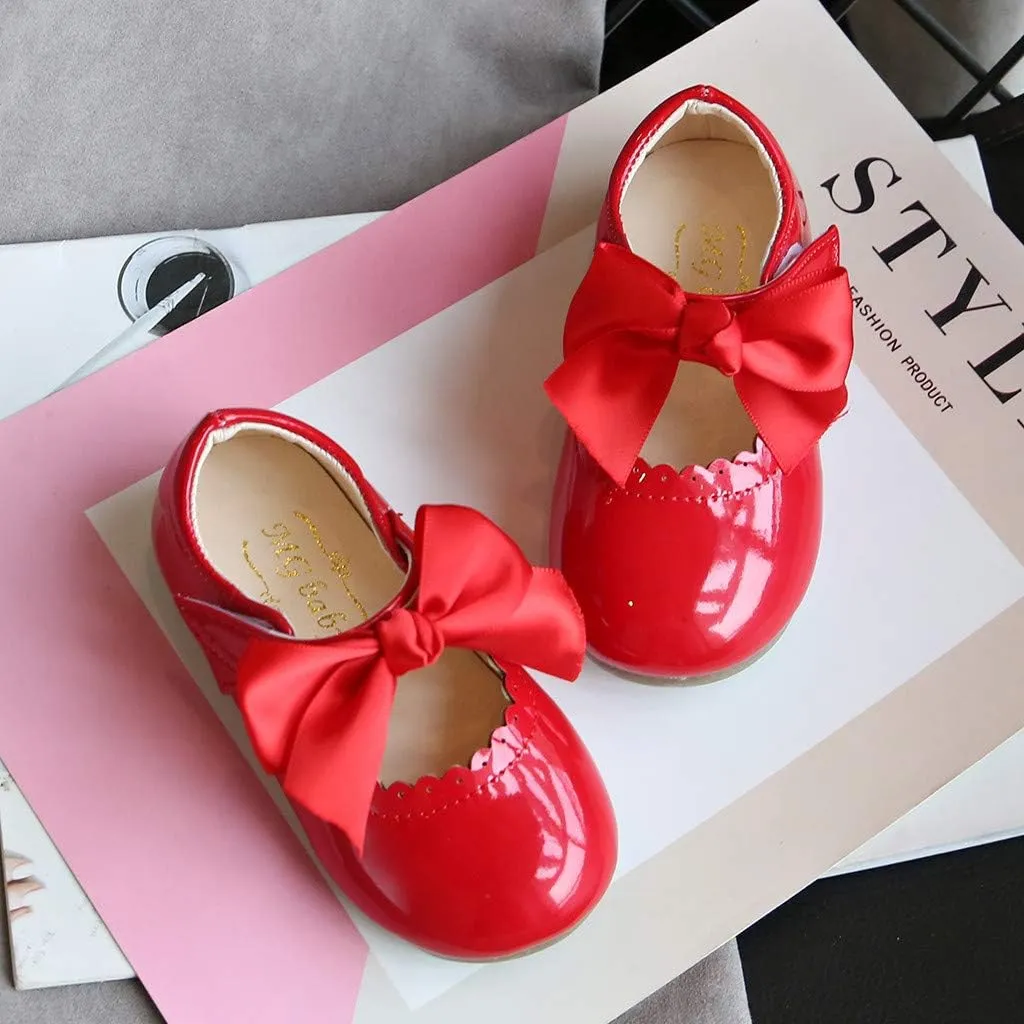 Toddler Girls Mary Jane Dress Shoes Ballet Flat Slip-On Bowknot Wedding Pary Size Five Toddler Boy Shoes