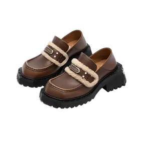 Vintage Color Scuffed Loafers Brown