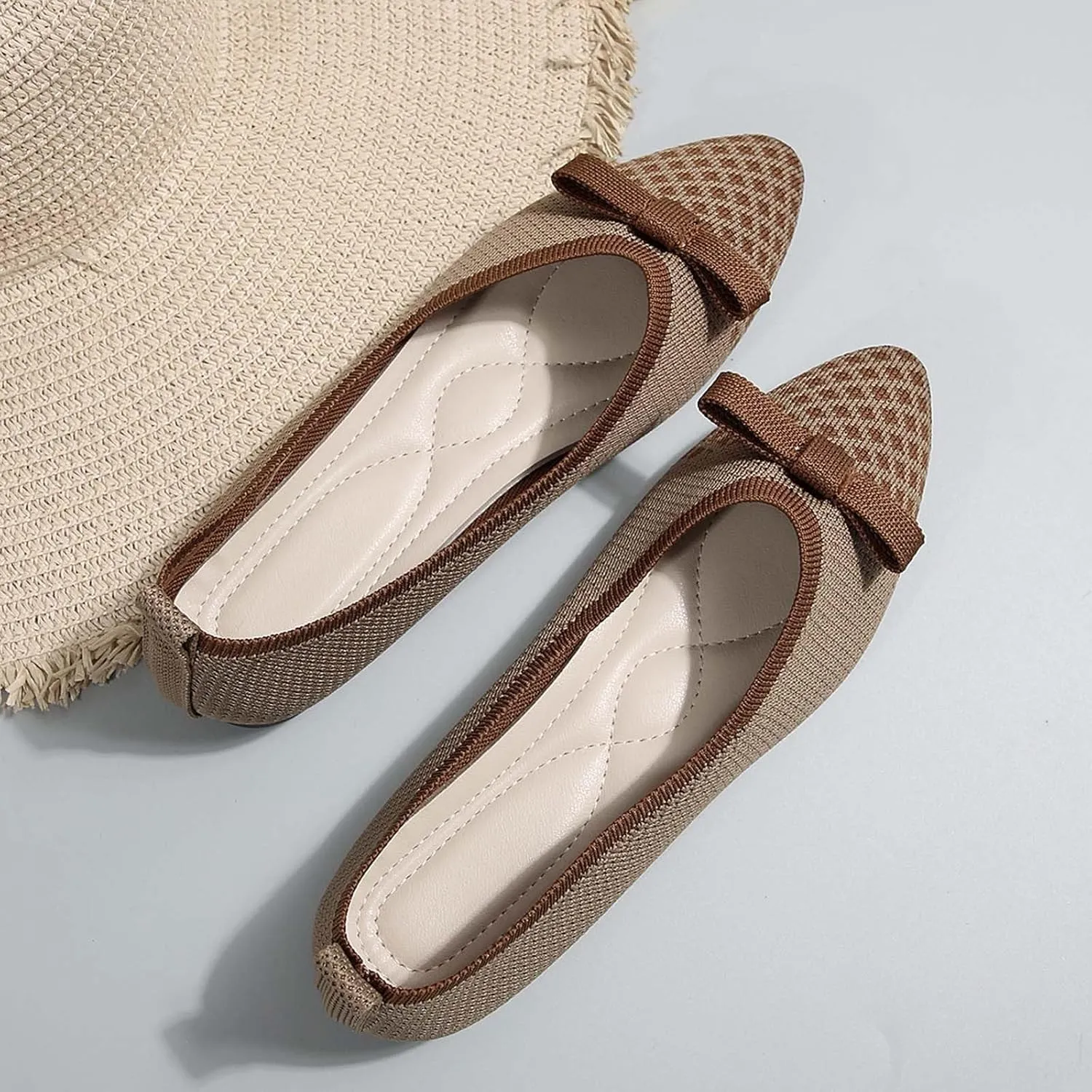 Women's Casual Pointed Toe Comfortable Slip On Ballet Shoes for Daily Wear with Skirt Outfits Spring Summer