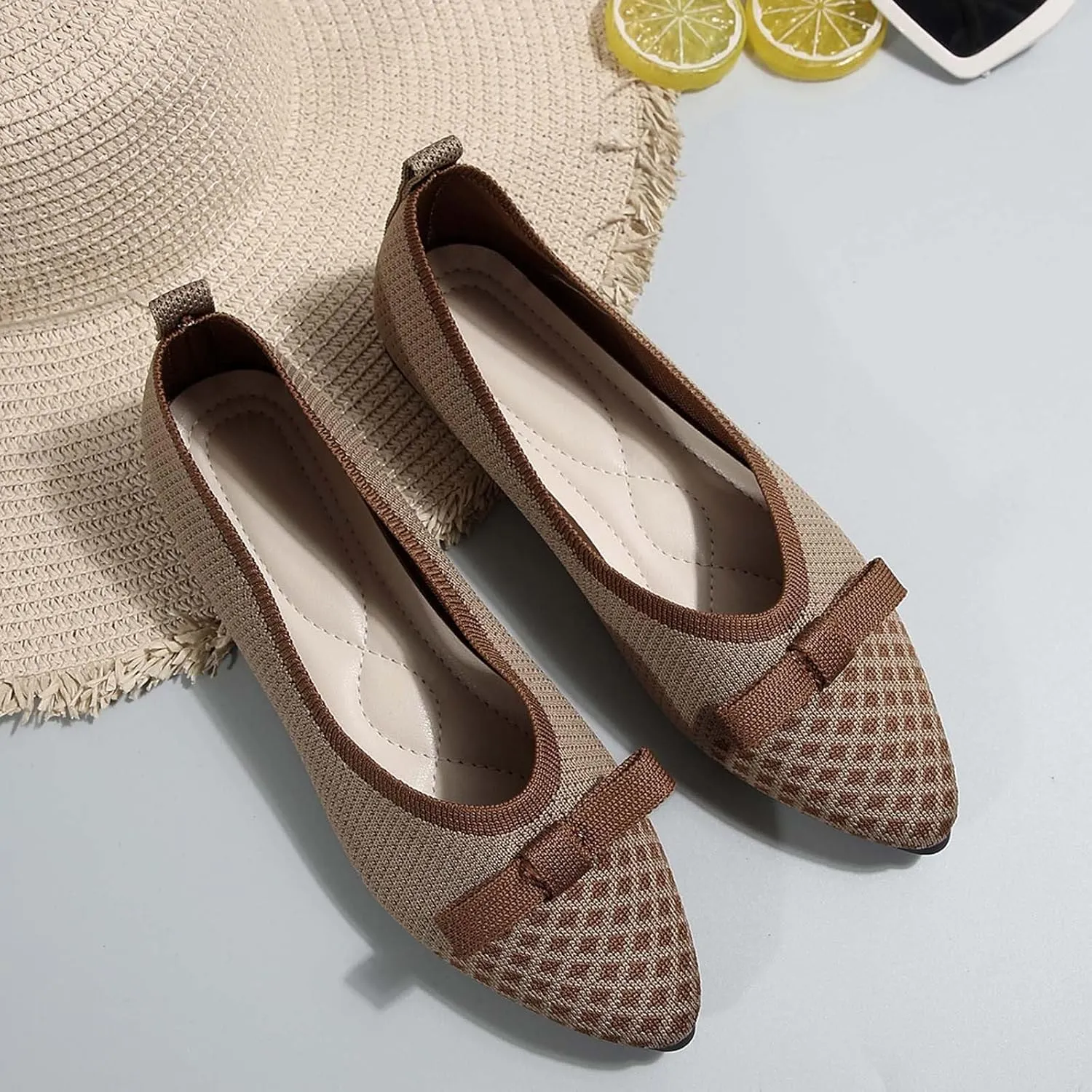Women's Casual Pointed Toe Comfortable Slip On Ballet Shoes for Daily Wear with Skirt Outfits Spring Summer