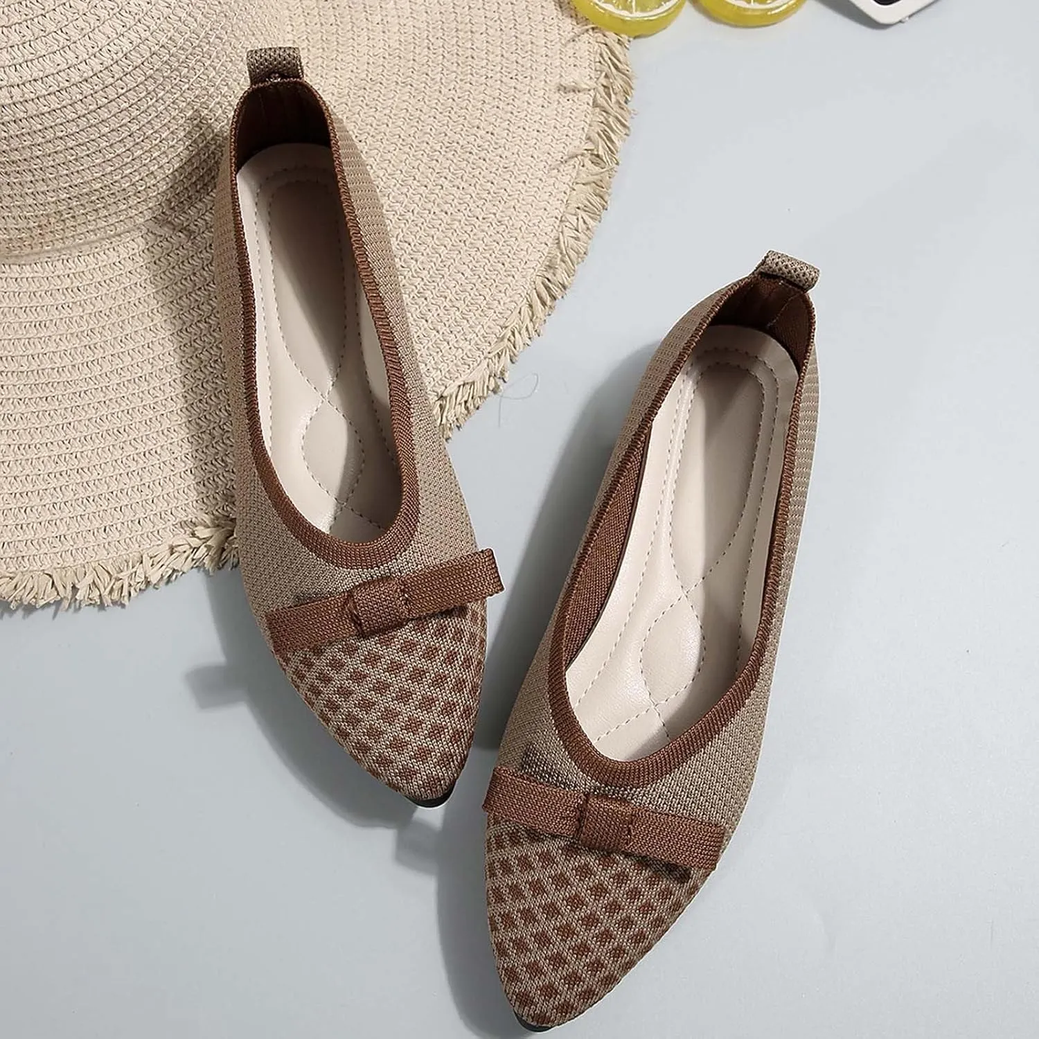 Women's Casual Pointed Toe Comfortable Slip On Ballet Shoes for Daily Wear with Skirt Outfits Spring Summer