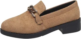Women's Casual Slip On Loafers Comfortable Round Toe Mules with Metal Buckle Design for Daily Wear and Travel