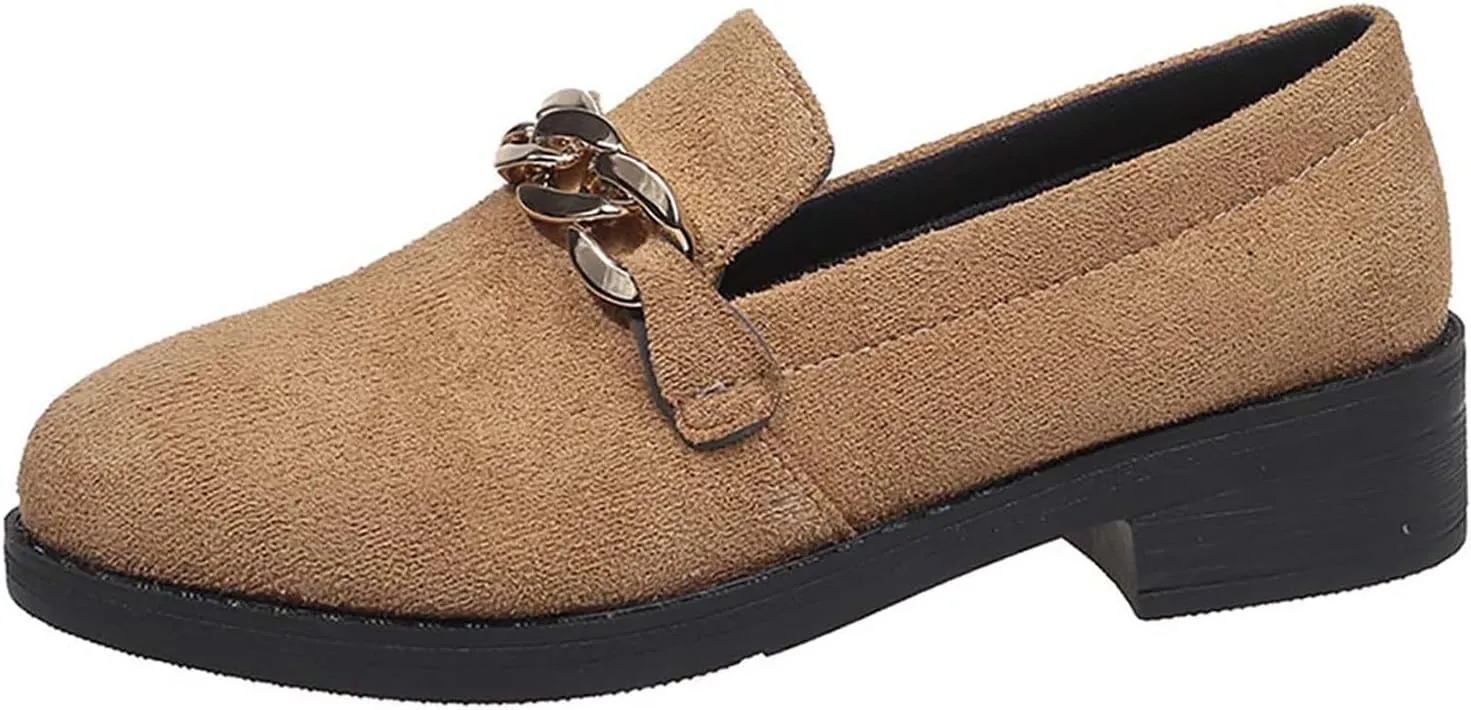 Women's Casual Slip On Loafers Comfortable Round Toe Mules with Metal Buckle Design for Daily Wear and Travel
